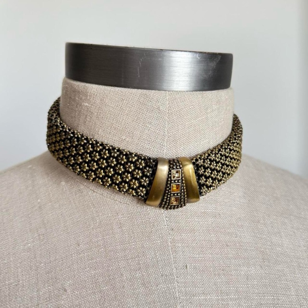 Vintage-Inspired Gold Beaded Choker Necklace